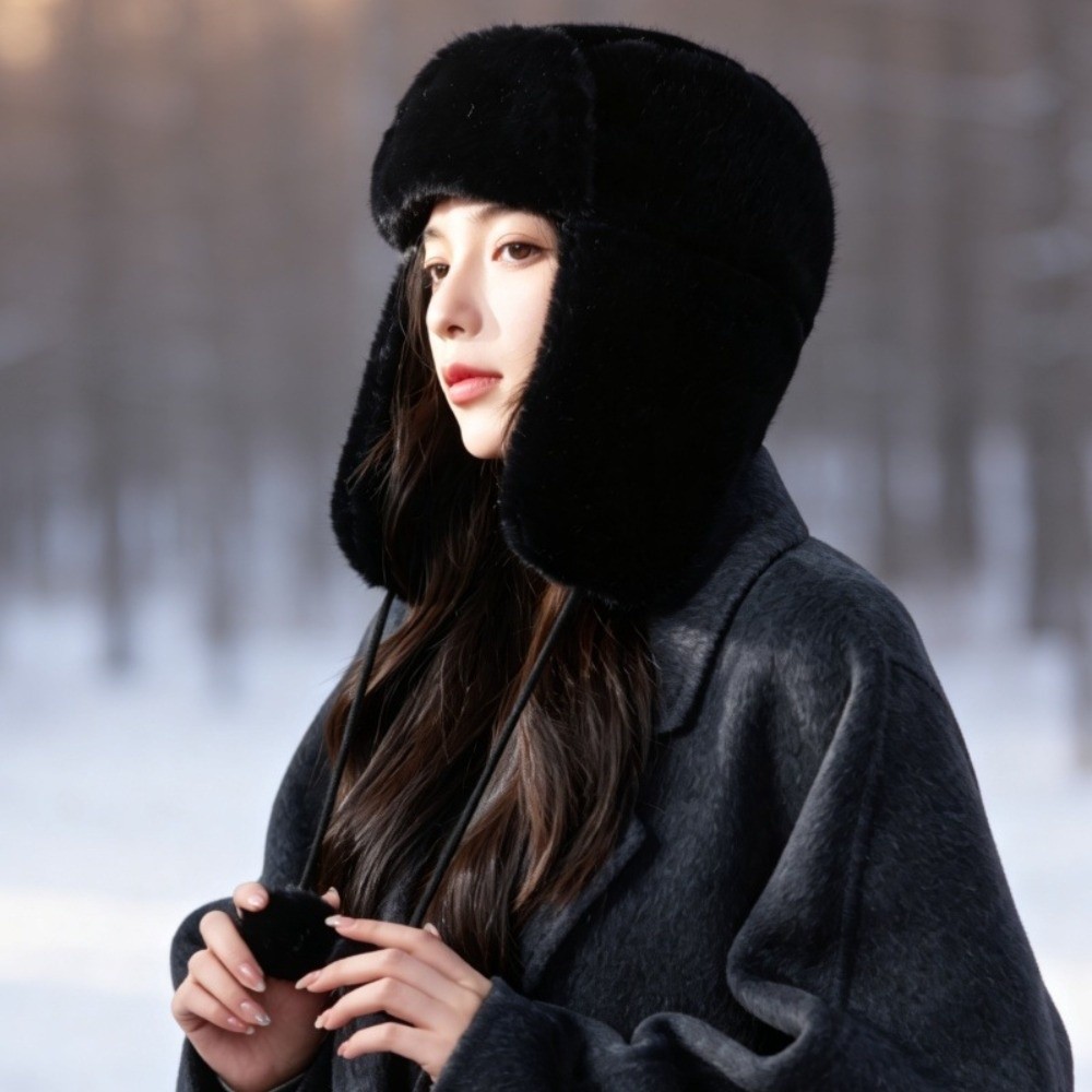 Trapper Hat Ear Flap - قبعة شتوية دافئة من البوليستر مع