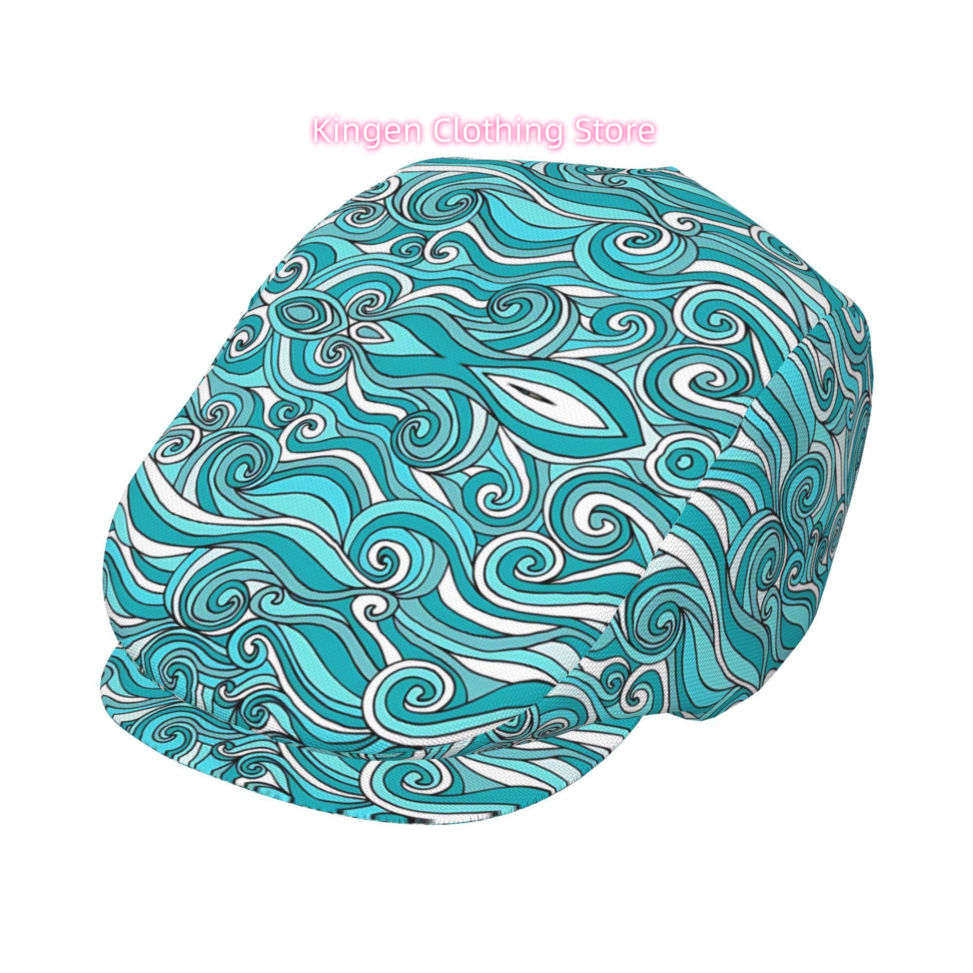 Newsboy Cap Ivy - قبعة مسطحة قابلة للتعديل بطبعة أمواج