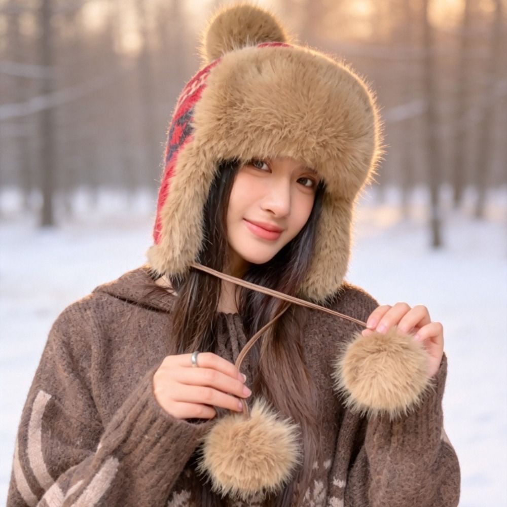 Trapper Hat Ear Flap - قبعة أنيقة من البوليستر المحبوك مع